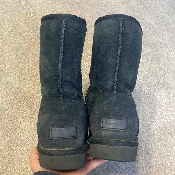 UGG Black Sherpa Lined Classic Short Boots Size 9