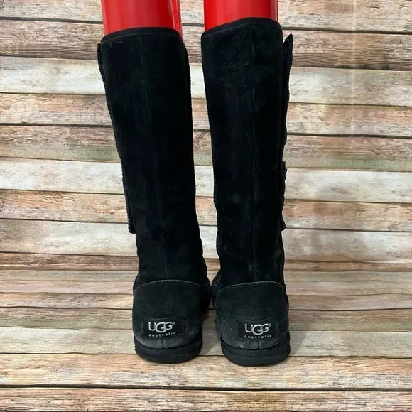 Ugg Black Suede 5 Button Boots