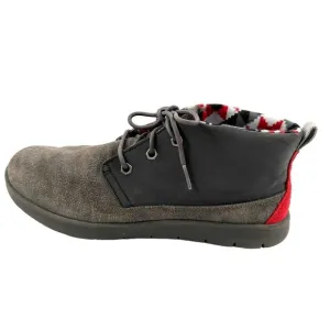 Ugg Boys Canoe Reflective Chukka Boots Leather Suede grey  red Size 6