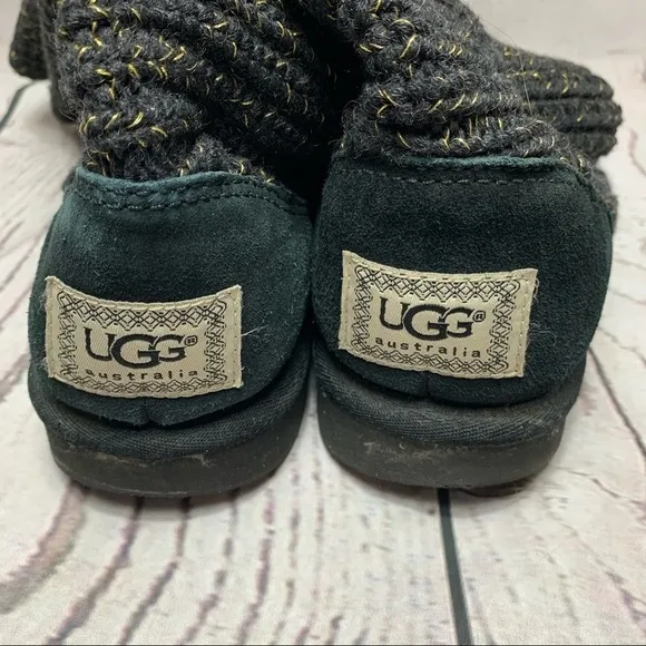 Ugg Cardy Classic Knit Sweater Boots Metallic Gold/Black