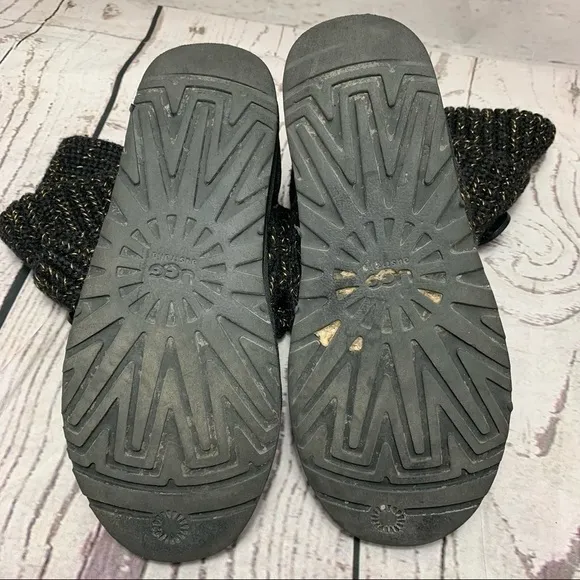 Ugg Cardy Classic Knit Sweater Boots Metallic Gold/Black