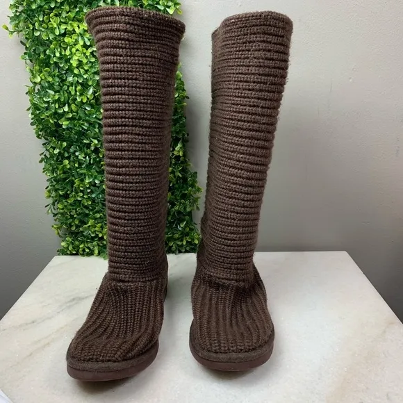 UGG Cardy Java Brown Knit Boots