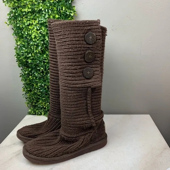 UGG Cardy Java Brown Knit Boots