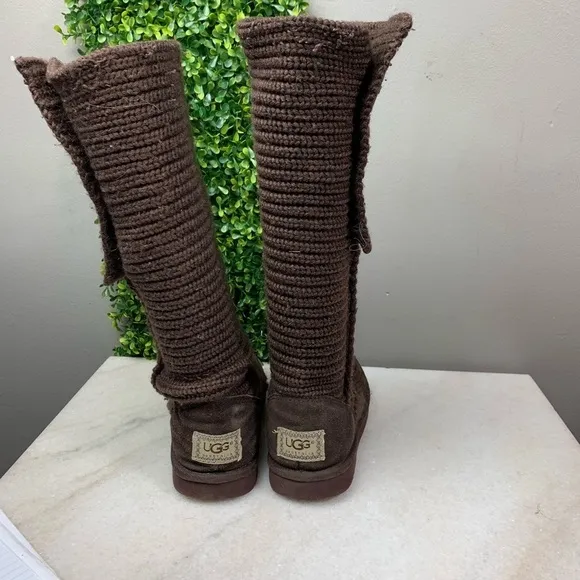 UGG Cardy Java Brown Knit Boots