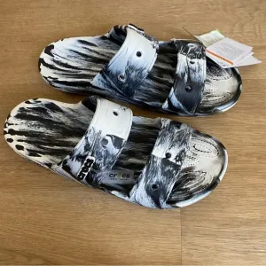 Ugg Charm Classic Marbled Sandals Black and White