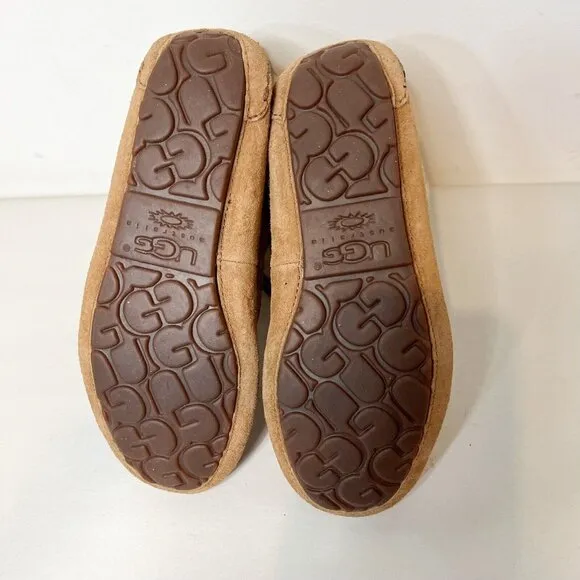 UGG Chickaree Boots Chestnut Brown Suede Lined Womens Short Moccassin Size US 6