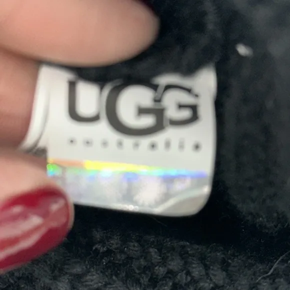 UGG Classic Cardy 5 Button Knit Tall Boots Sheepskin Lining Black Size 7