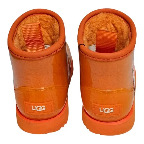 UGG Classic Clear Mini II Little Girls Boots Wool US 11 Orange 1112386K Kids