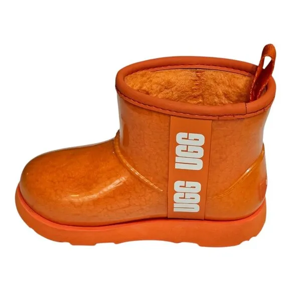 UGG Classic Clear Mini II Little Girls Boots Wool US 11 Orange 1112386K Kids