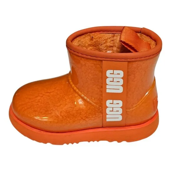 UGG Classic Clear Mini II Little Girls Boots Wool US 11 Orange 1112386K Kids