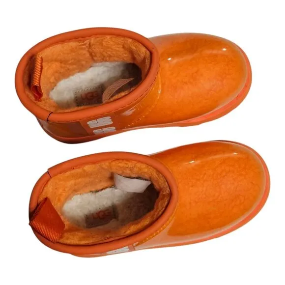 UGG Classic Clear Mini II Little Girls Boots Wool US 11 Orange 1112386K Kids