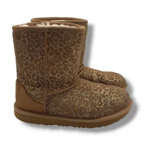 UGG Classic II Glitter Boots Kids Youth 4 Brown Leopard Suede 1112388K