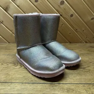 Ugg Classic II Metallic Glitter Pink Boots 6 Kids‎ Rainbow Glitter 1130784K EUC