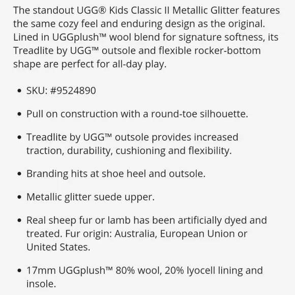 UGG Classic II Metallic Pink kid's boots