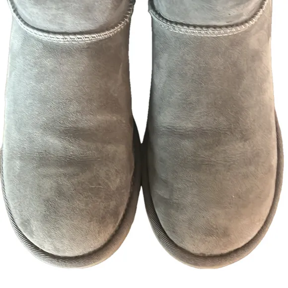 UGG Classic Mini II Grey Ankle Boots Grey Suede Sheepskin Women’s Size 7