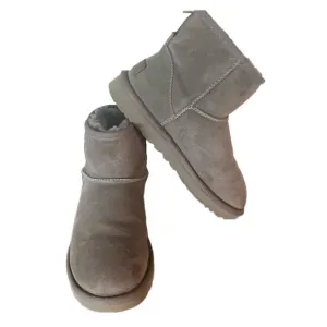 UGG Classic Mini II Grey Ankle Boots Grey Suede Sheepskin Women’s Size 7