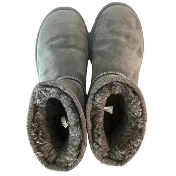 UGG Classic Mini II Grey Ankle Boots Grey Suede Sheepskin Women’s Size 7