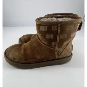 Ugg Classic Mini II Print Boots Mens Size 7 Brown Chestnut Suede Sheepskin