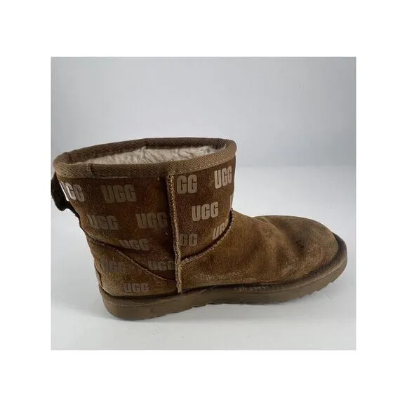 Ugg Classic Mini II Print Boots Mens Size 7 Brown Chestnut Suede Sheepskin