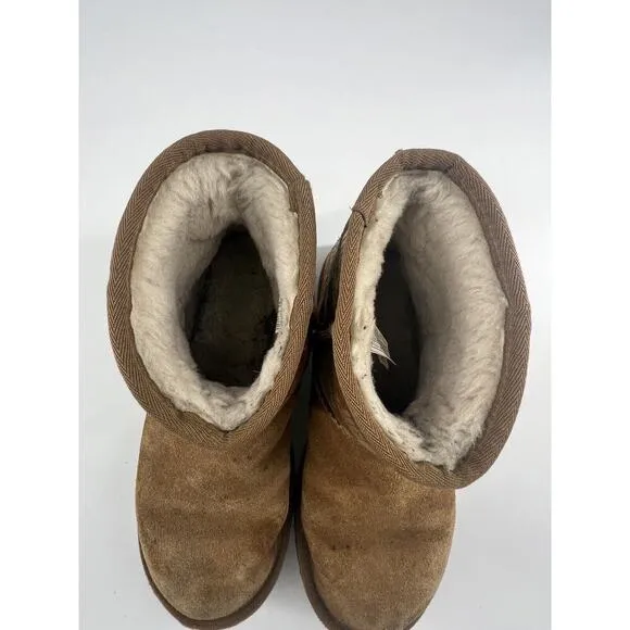 Ugg Classic Mini II Print Boots Mens Size 7 Brown Chestnut Suede Sheepskin