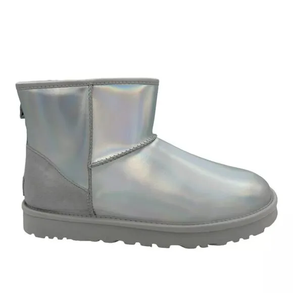 UGG CLASSIC MINI IRIDESCENT GLACIER GREY WOMEN'S BOOTS US SIZE 8
