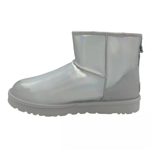 UGG CLASSIC MINI IRIDESCENT GLACIER GREY WOMEN'S BOOTS US SIZE 8