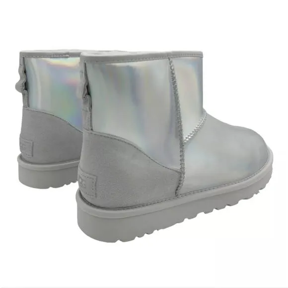 UGG CLASSIC MINI IRIDESCENT GLACIER GREY WOMEN'S BOOTS US SIZE 8