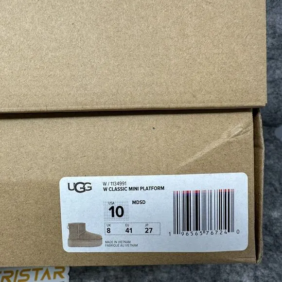 UGG Classic Mini Platform Boots Womens Size 10 Mustard Seed 1134991 MDSD