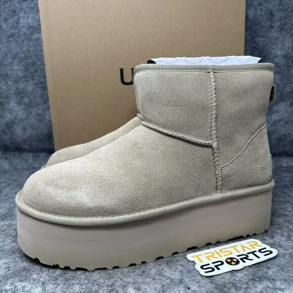 UGG Classic Mini Platform Boots Womens Size 10 Mustard Seed 1134991 MDSD