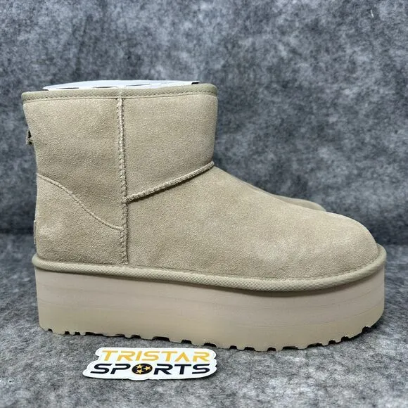 UGG Classic Mini Platform Boots Womens Size 10 Mustard Seed 1134991 MDSD