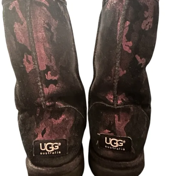 Ugg Classic Short Purple Metallic Camo Boots Size 7