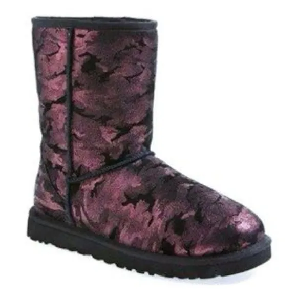 Ugg Classic Short Purple Metallic Camo Boots Size 7