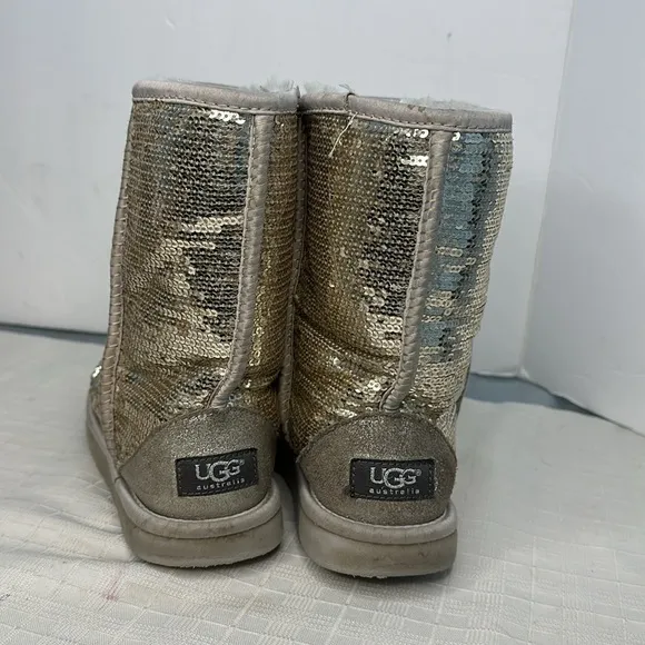Ugg Classic Short Sequin Gold Glitter Sparkle Boots 3161
