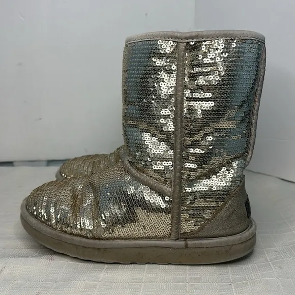 Ugg Classic Short Sequin Gold Glitter Sparkle Boots 3161