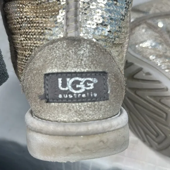 Ugg Classic Short Sequin Gold Glitter Sparkle Boots 3161