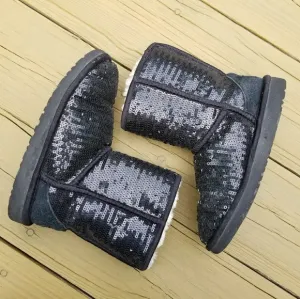 UGG Classic Short Sparkle Black Sequin Boots