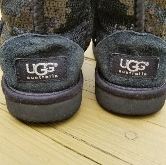 UGG Classic Short Sparkle Black Sequin Boots