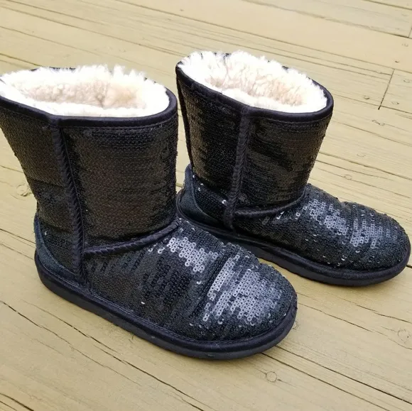 UGG Classic Short Sparkle Black Sequin Boots