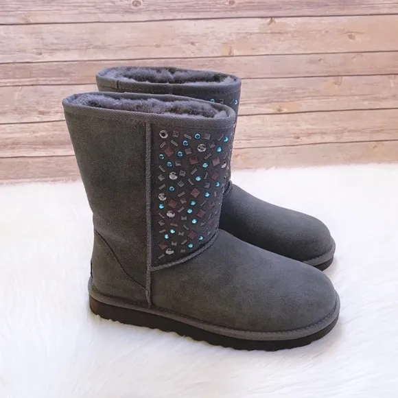 UGG Classic Short Stud II Charcoal Boots