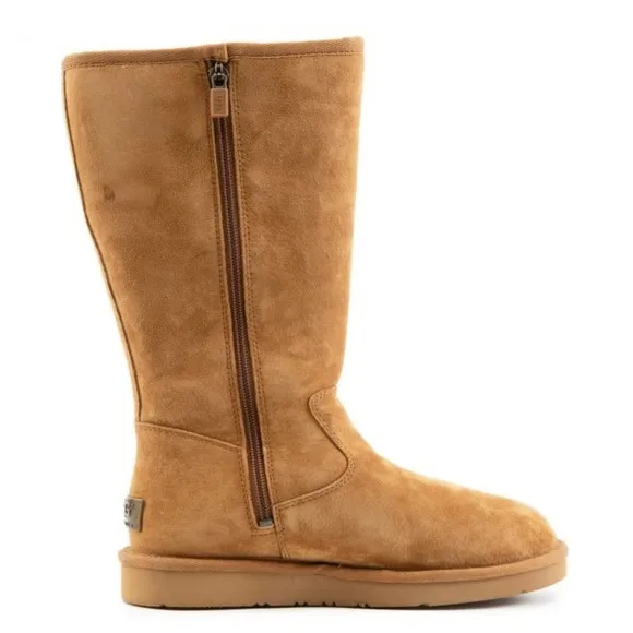 UGG Classic Tall Full Zipper Chestnut Suede Upper 100% Authentic Sz 3