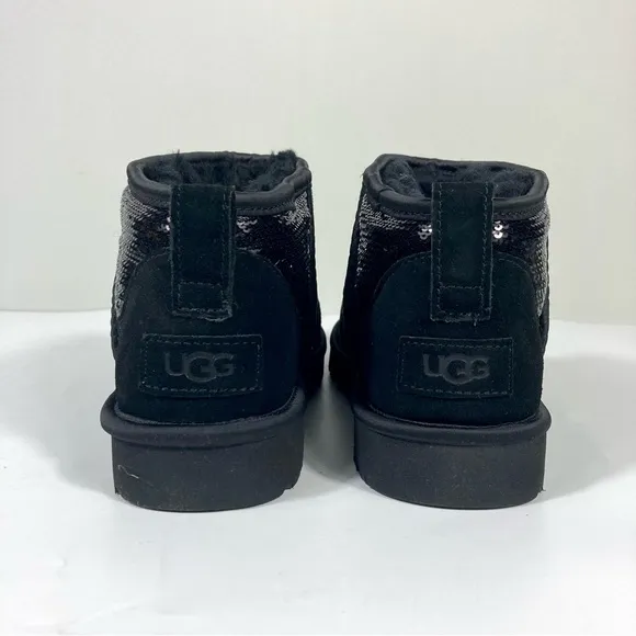 UGG Classic Ultra Mini Mirror Ball Boots Sequin Black Size 6 7 8 NEW 1151616