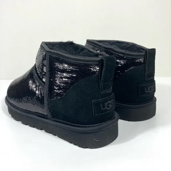 UGG Classic Ultra Mini Mirror Ball Boots Sequin Black Size 6 7 8 NEW 1151616