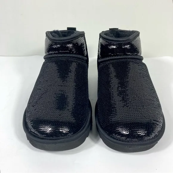 UGG Classic Ultra Mini Mirror Ball Boots Sequin Black Size 6 7 8 NEW 1151616