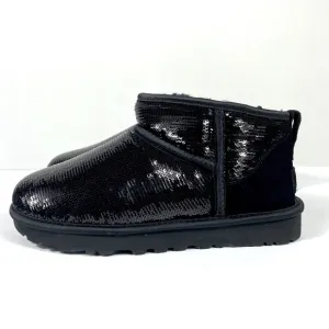 UGG Classic Ultra Mini Mirror Ball Boots Sequin Black Size 6 7 8 NEW 1151616