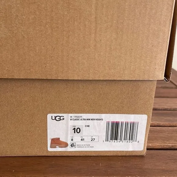 UGG Classic Ultra Mini New Heights Boots Chestnut Women Size 10