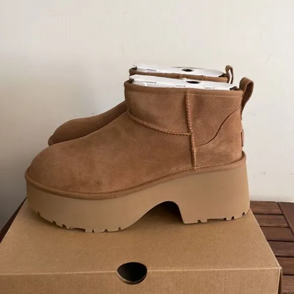 UGG Classic Ultra Mini New Heights Boots Chestnut Women Size 6