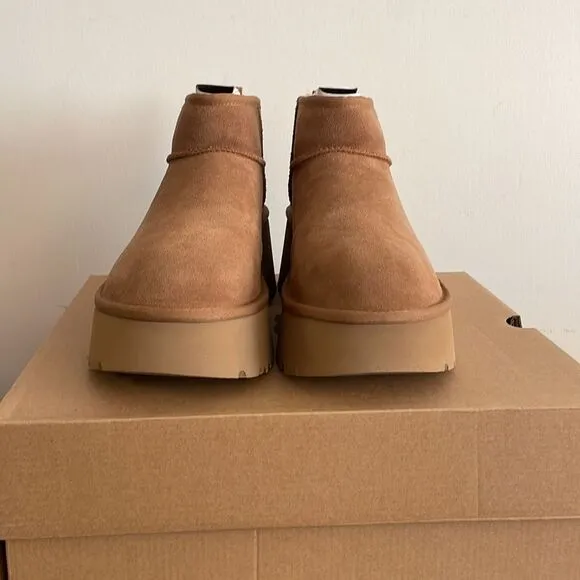 UGG Classic Ultra Mini New Heights Boots Chestnut Women Size 6