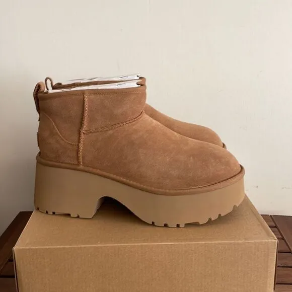 UGG Classic Ultra Mini New Heights Boots Chestnut Women Size 6