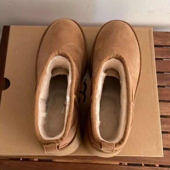 UGG Classic Ultra Mini New Heights Boots Chestnut Women Size 6