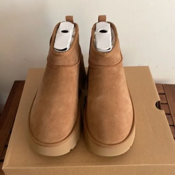 UGG Classic Ultra Mini New Heights Boots Chestnut Women Size 6
